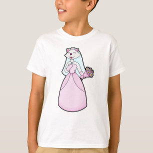 Camiseta Gata como Noiva com Ramalhete de Flores