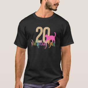 Camiseta Gata de Aniversário de 20 Anos Festa Arco-íris Gat