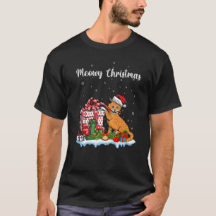 Camiseta Gata de Chapéu de Papai Noel Natal Para Meninas Cr