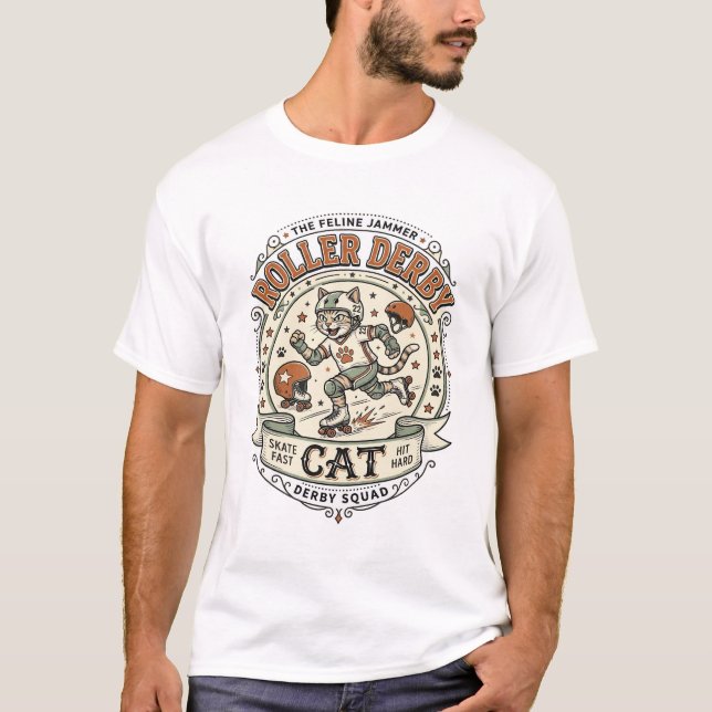 Camiseta Gata de Roller Derby Gata de Roller Derby Vetor Vi (Frente)