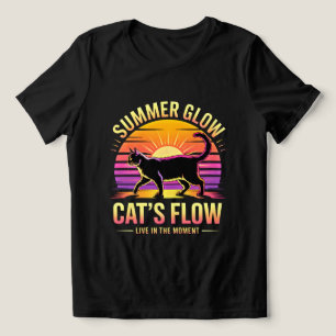 Camiseta Gata de Verão para Mulheres - Cute Glow Viva no Mo