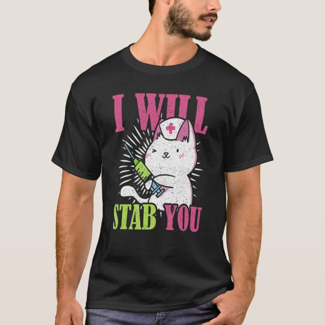 Camiseta Gata Eu Vou Esfaquear Você Enfermeira (Frente)