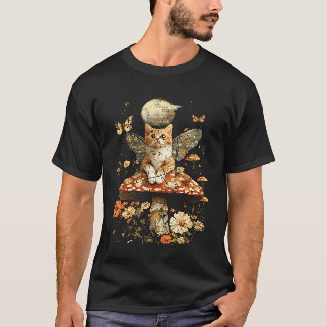 Camiseta Gata Fada Cottagecore Vintage (Frente)