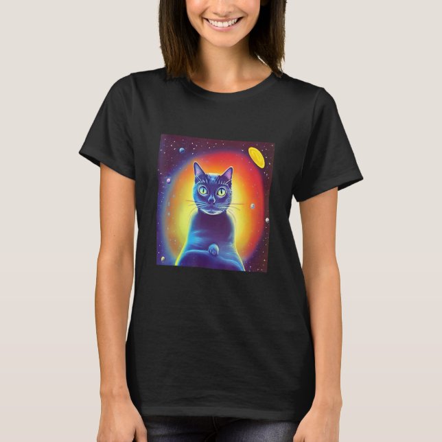 Camiseta Gata Felina de Ficção Científica do Espaço Exterio (Frente)