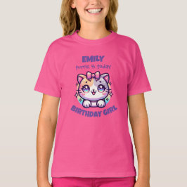 Camiseta Gata Fofa de Aniversário - Nome e Idade P