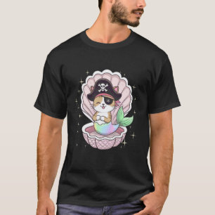 Camiseta Gata Fofa Mermaid Pirata Festa de Halloween Mulher