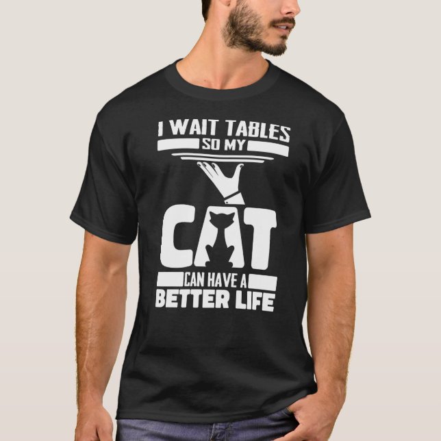 Camiseta Gata garçonete garçonete garçonete (Frente)
