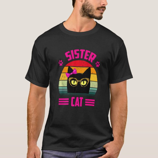 Camiseta Gata Irmã Vintage  Gata Irmã  Estilo Retro (Frente)