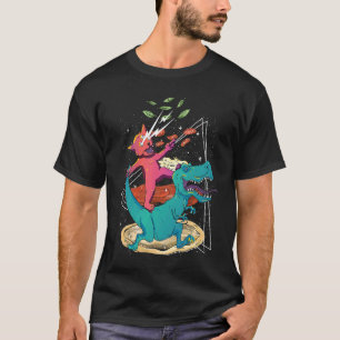 Camiseta Gata Laser Dinossauro Pizza Tacos Arco-íris Foodie