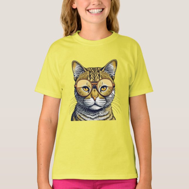 Camiseta Gata Linda com Óculos (Frente)