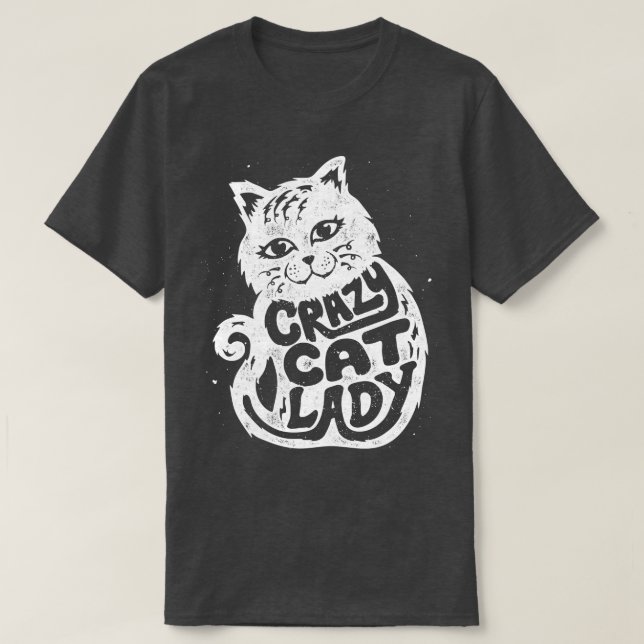 Camiseta Gata Louca de Gato para Mulheres Meninas Crianças  (Frente do Design)