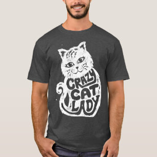 Camiseta Gata Louca de Gato para Mulheres Meninas Crianças 