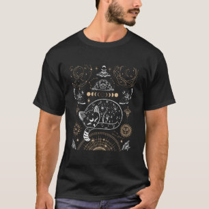 Camiseta Gata Luna Mariposa Fases da Lua Estética Dark Acad
