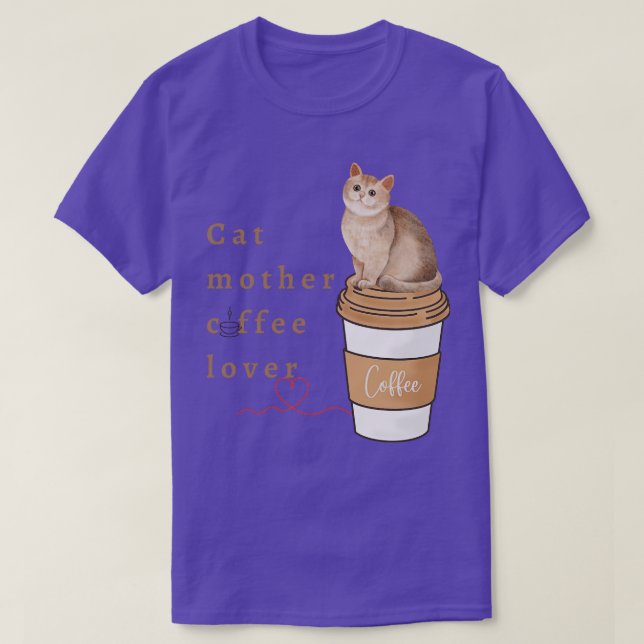Camiseta gata mãe amante do café 109 (Frente do Design)