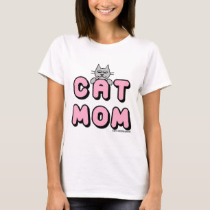 Camiseta "GATA MÃE" Impressão Cor-de-Rosa Negrito