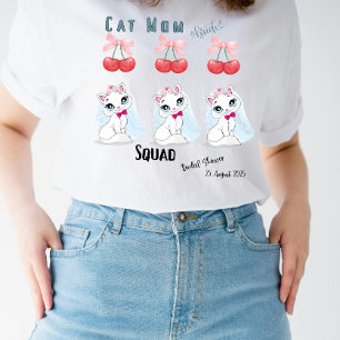 Camiseta Gata Mãe Noiva Equipe Chá de Bebê Chá de Noiva Des