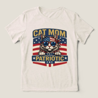 Camiseta Gata Mãe Patriótica Orgulhosa Gráfica da Bandeira
