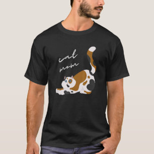 Camiseta Gata Mãe Preta Branca e Fawn Para Gato