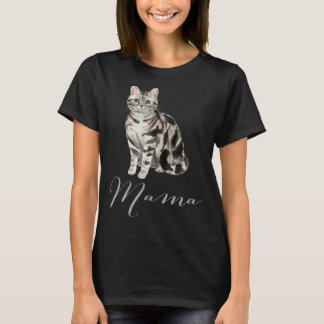 Camiseta Gata Mãe Tabby Cinza American Shorthair Presente