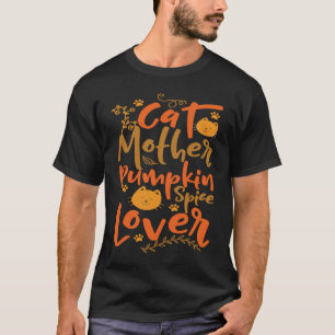 Camiseta Gata Mãe Tempero de Abóbora  Mãe Garotas Gatos Cae