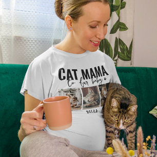Camiseta Gata Mamãe 3 Colagem de Fotos