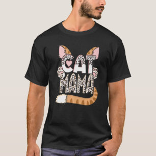 Camiseta Gata Mamãe Estampa Leopardo Gatinho Mulheres Menin