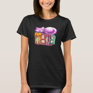Camiseta Gata Mamãe Gata Paz Dormindo Flor Rosa Borboleta
