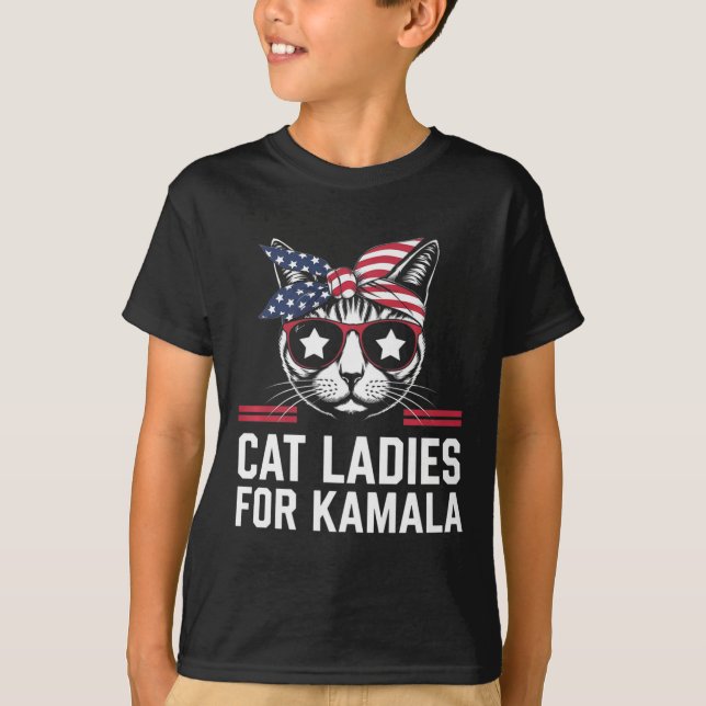 Camiseta Gata Para Kamala Engraçado Cat 2024. Kamala Harri (Frente)
