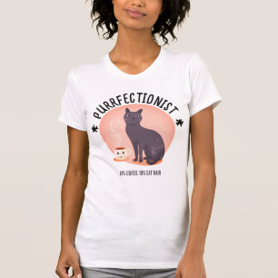 Camiseta Gata Perfeccionista Mãe Gata Amante de Café Citaçã
