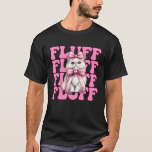 Camiseta Gata Persa Fofa Garota Mãe de Gato Laço Cor-de-Ros