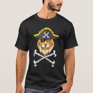Camiseta Gata Pirata Maine Coon Mãe Fantasia de Gato de Hal