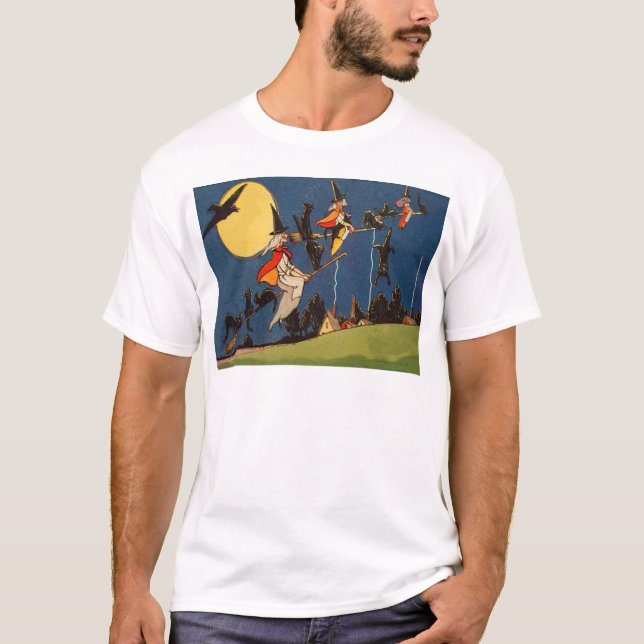 Camiseta Gata Preta Bruxa Voadora Corvo Lua (Frente)