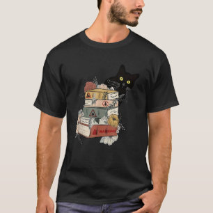 Camiseta Gata Preta e Livros Clube de Leitura de Flores Ama