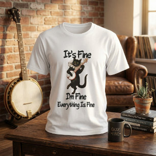 Camiseta Gata Preta Está Tudo Bem Estou Bem Tudo Está Bem