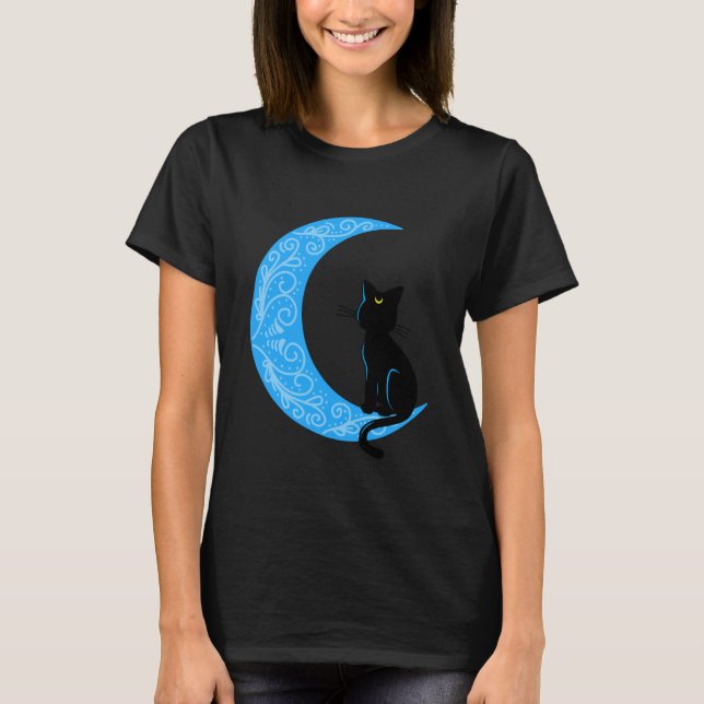 Camiseta Gata Preta Lua Crescente Marinheiro Mãe (Frente)