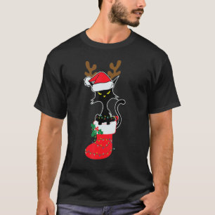 Camiseta Gata Preta na Sapata de Natal