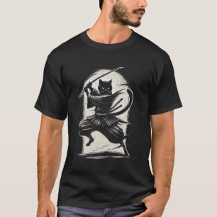 Camiseta Gata Preta Ninja Samurai Japonês Japão Guerreiro M
