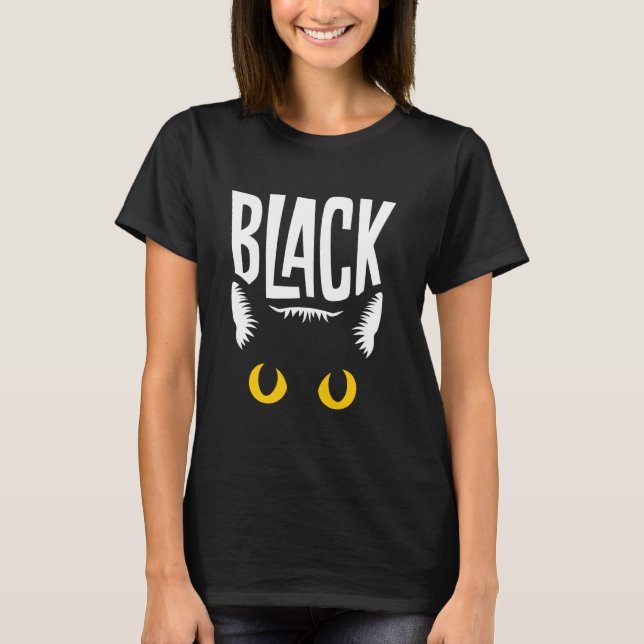 Camiseta Gata Preta Olhos Amarelos (Frente)