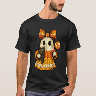 Camiseta Gata Preta Sedutora Fantasma Fio de Tricô Crochê