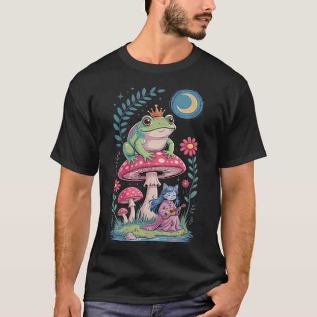 Camiseta Gata Princesa Sapo Cogumelos Lua Fantasia Fairycor (Frente)