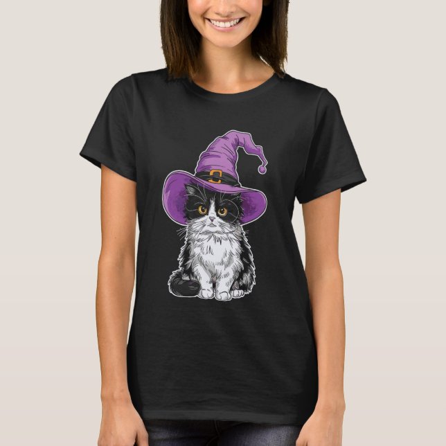 Camiseta Gata Ragdoll Bruxa Halloween (Frente)