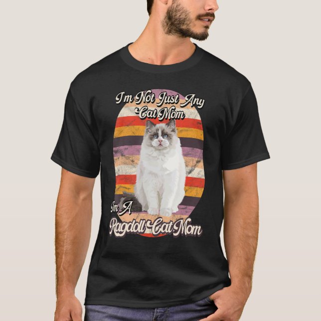 Camiseta Gata Ragdoll Mãe Criadores de Gatinhos Dono Retro  (Frente)