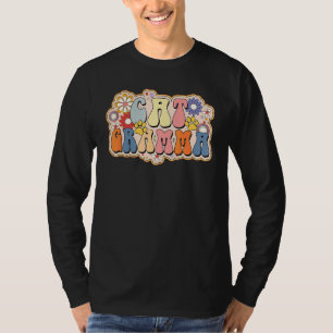 Camiseta Gata Retro Vovó Floral Vintage Gata Para Mulheres 