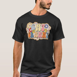Camiseta Gata Retro Vovó Floral Vintage Gata Para Mulheres 