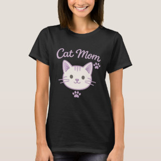 Camiseta Gata Roxa Macia e Fofa Estética Kawaii Mamãe Gata 