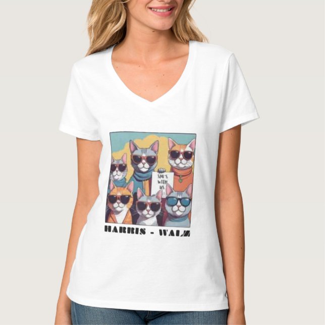 Camiseta Gata sem filhos, senhorita, senhoras de gatos sem  (Frente)