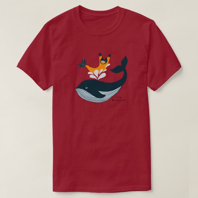 Camiseta Gata sereia e baleia espirram  (Frente do Design)