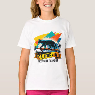 Camiseta Gata Surfista de Verão - Vibrações Radicais de Pra