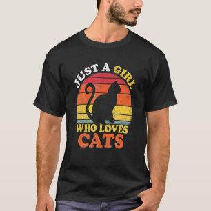 Camiseta Gata  Vintage Apenas Uma Garota Que Ama Gatos