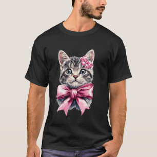 Camiseta Gata Xadrez com Laço Coquete Mamãe Gata Cinza Fita